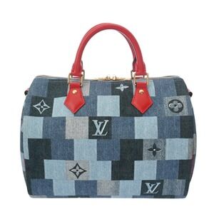 Louis Vuitton Monogram Denim Speedy Bandouliere Blue Handbag
